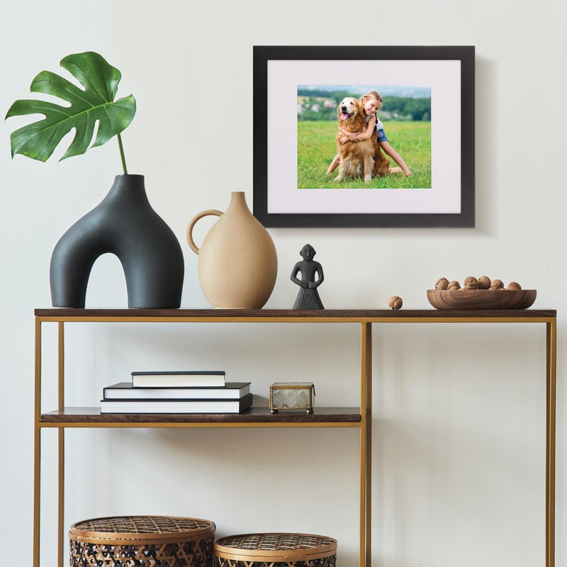 Gallery Solutions - 16"x20" Black Wall Picture Frame - Double White Mat - Matted for 11"x14" Image - Versatile Display Option for Your Cherished Memories - Rectangular Tabletop - White Poster Frame - Image 2
